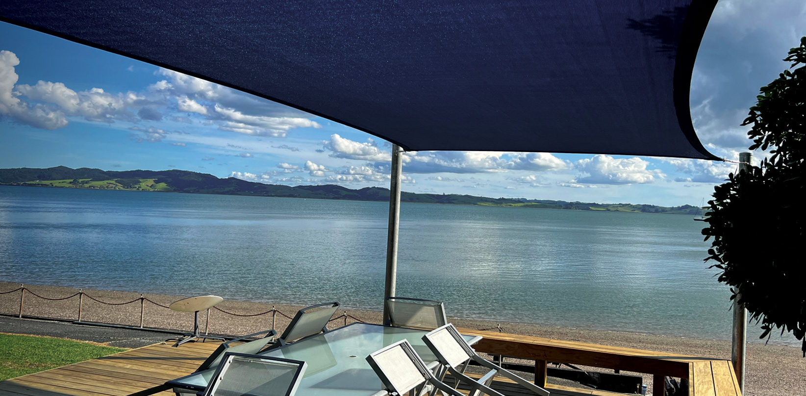 98% U.V protection shade sails provide stylish shade to increase the use of your outdoor areas, in Whangarei Northland.